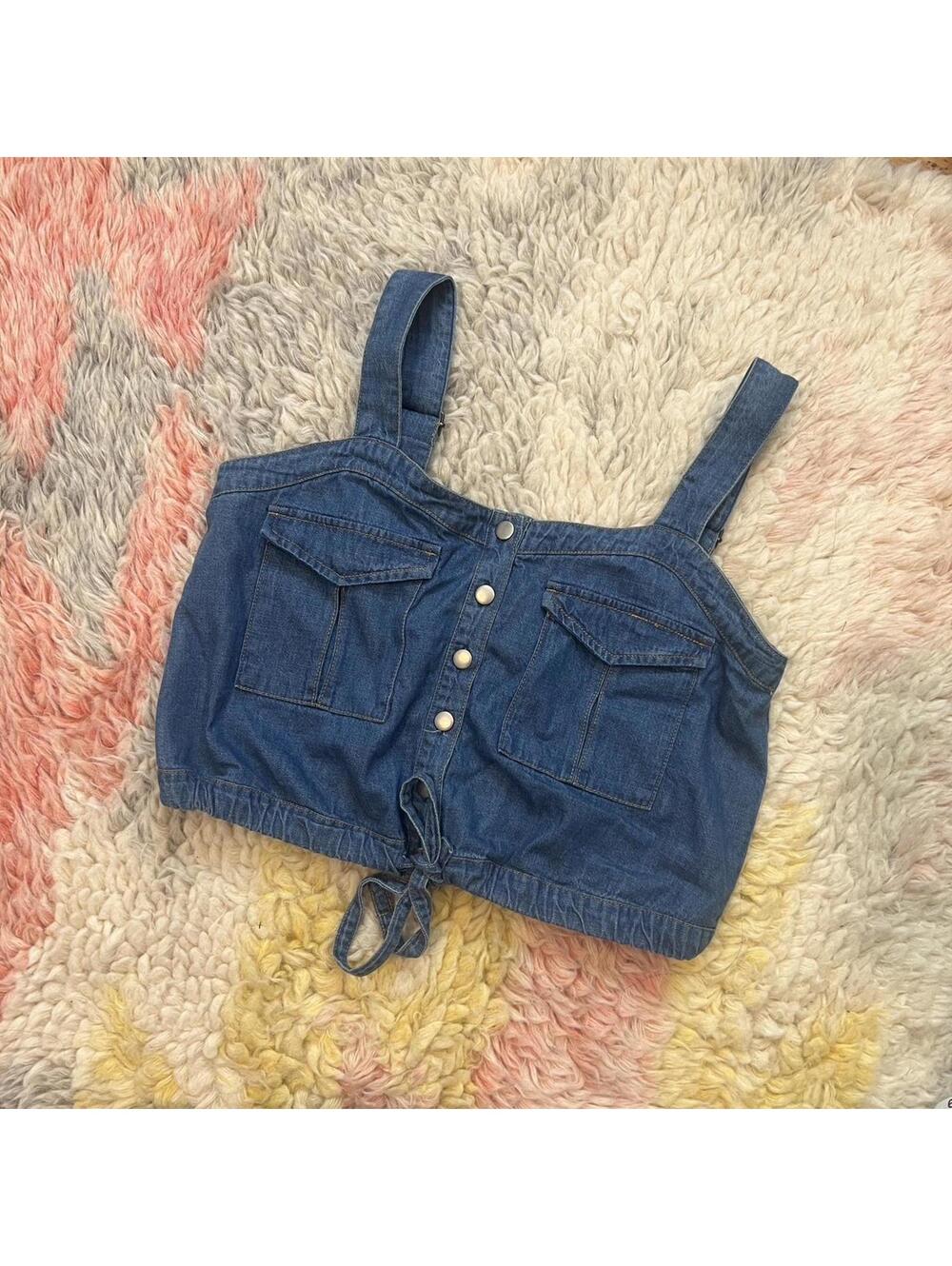 western denim cropped tank top